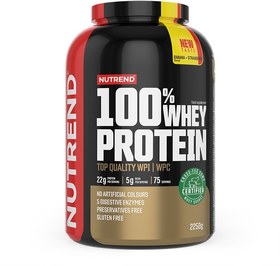 Nutrend 100% Whey Protein, banán + jahoda