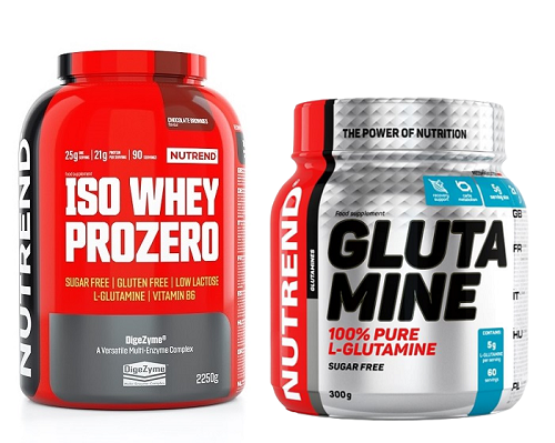 Nutrend ISO Whey Prozero, 2250 g, csokoládé brownies + glutamin, 300 g 