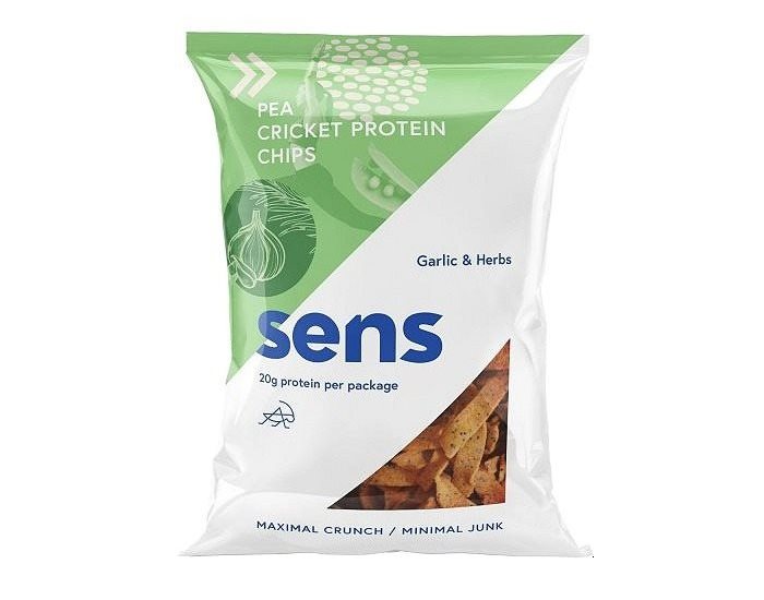 SENS Protein chipsy s cvrččím proteínom 80g, cesnak & bylinky