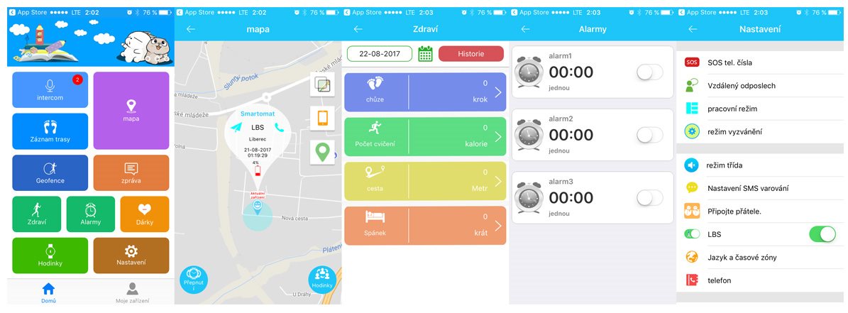 Mobilní aplikace SeTracker Chytré dětské hodinky Smartomat Kidwatch 3