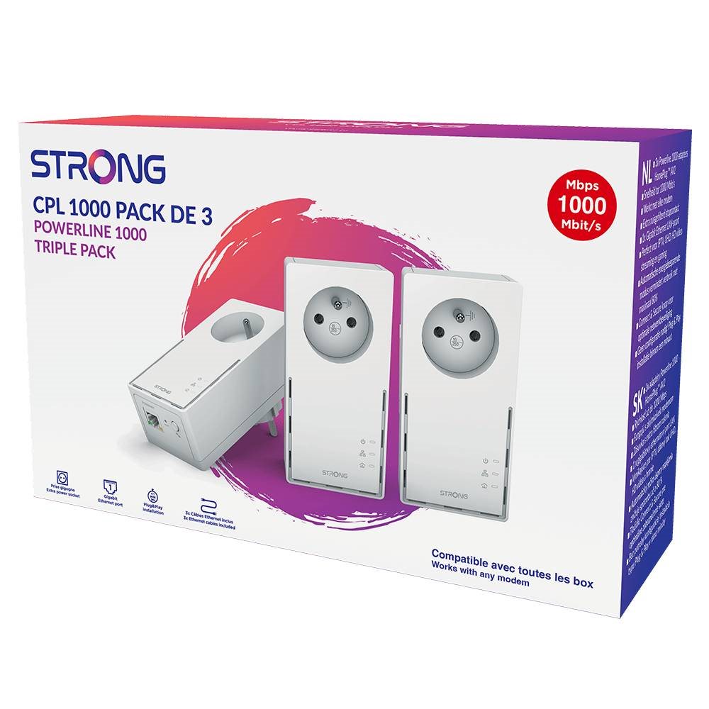 Internet überall im Haus mit dem Strong Powerline 1000 TRI FR Powerline, 3 Stück pro Packung Internet überall im Haus mit dem Strong Powerline 1000 TRI FR Powerline, 3 Stück pro Packung