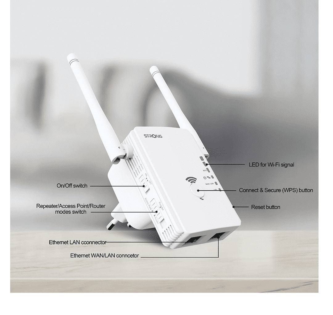 WiFi extender Strong 300 v2 s rychlostí až 300 Mb/s WiFi extender Strong 300 v2 s rychlostí až 300 Mb/s