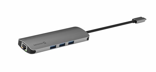 Swissten USB-C HUB 8-IN-1 (USB-C PD, HDMI 4K, LAN RJ45, 3x USB 3.0, SD, MICRO SD)