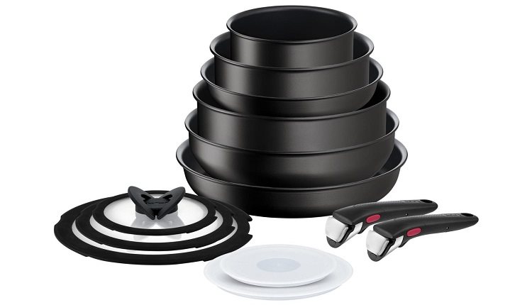 Tefal Ingenio Easy On Set of 3 Frying Pans, 22/24/26 cm, Non-Stick,  Titanium Coating, Thermo-Signal + Removable Handle, Dishwasher and Oven  Safe, No