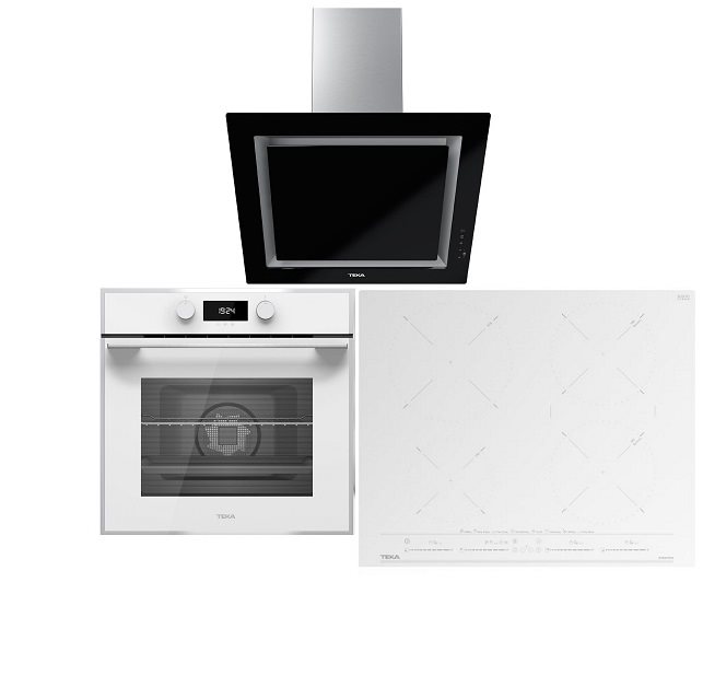 Set trouba, varná deska a digestoř TEKA HLB 840 White + TEKA IZC 64630 U-White + TEKA DLV 68660 U-Black