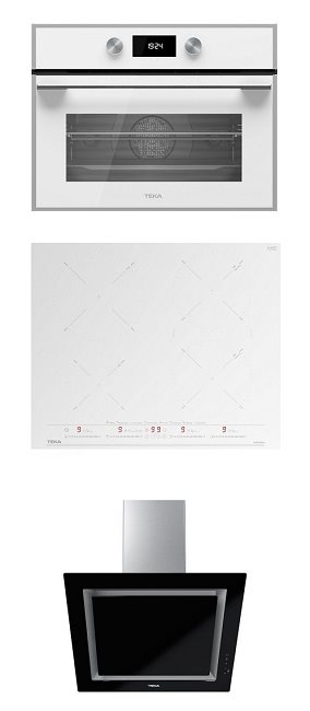 Set trouba, varná deska a digestoř TEKA HLC 844 C White + TEKA IZC 64630 U-White + TEKA DLV 68660 U-Black