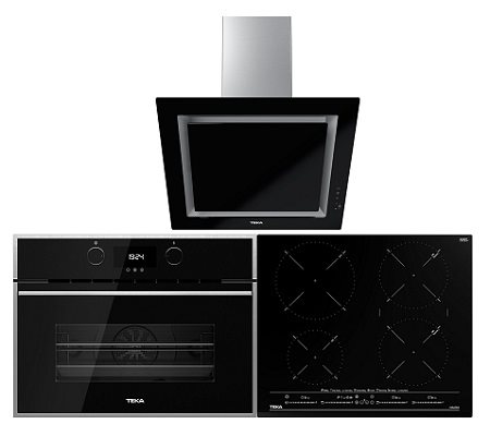 Set trouba, varná deska a digestoř TEKA HLC 844 C Black + TEKA IZC 64630 U-Black + TEKA DLV 68660 U-Black