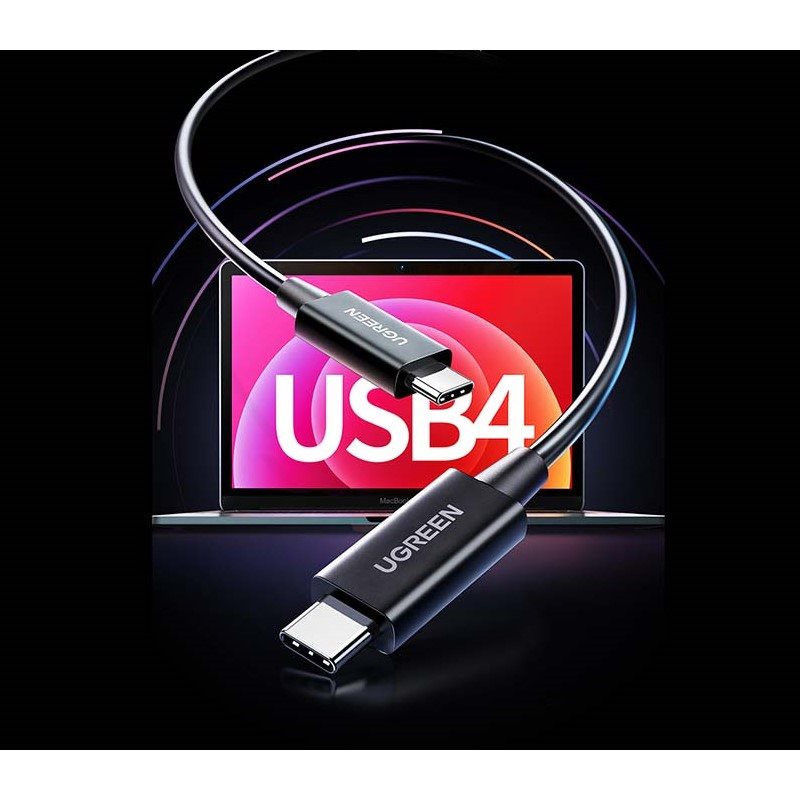 Dátový kábel UGREEN USB4 Type C Male to Type C Male 5A Cable 0.8 m Black