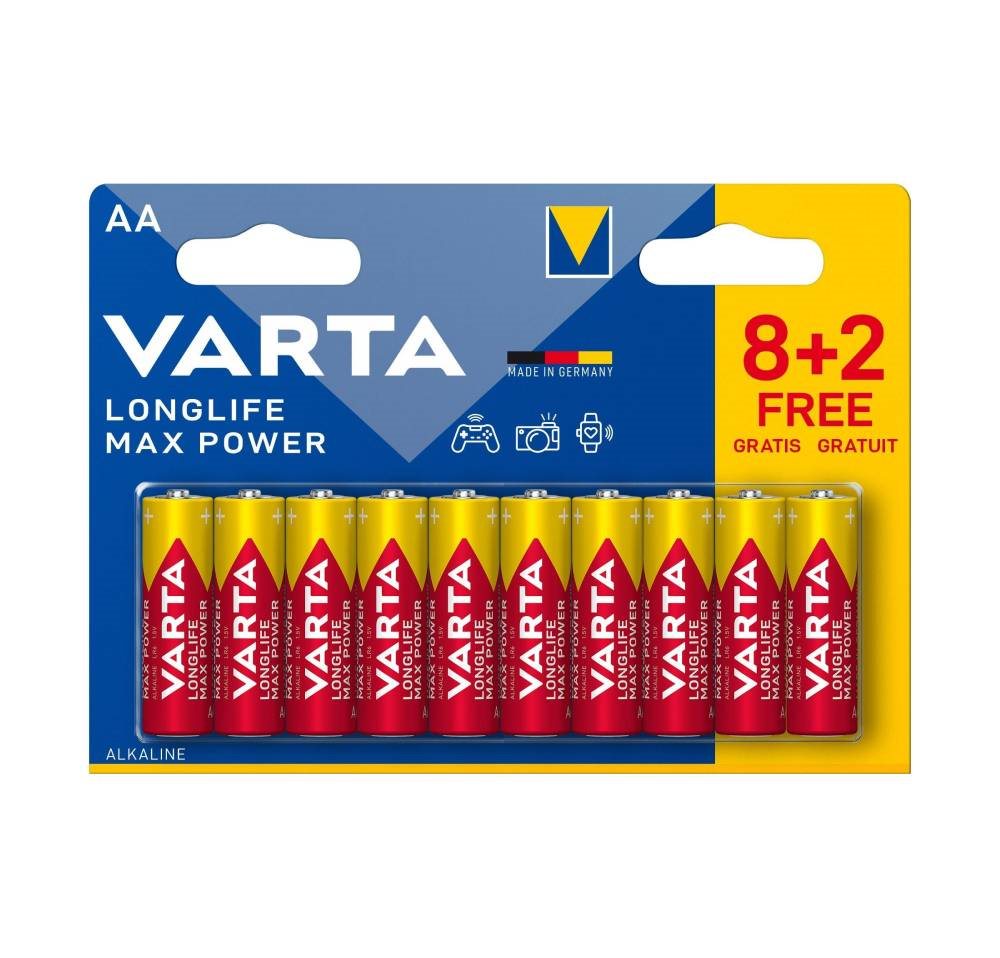 Tužková baterka VARTA Longlife Max Power AA 8 + 2 ks