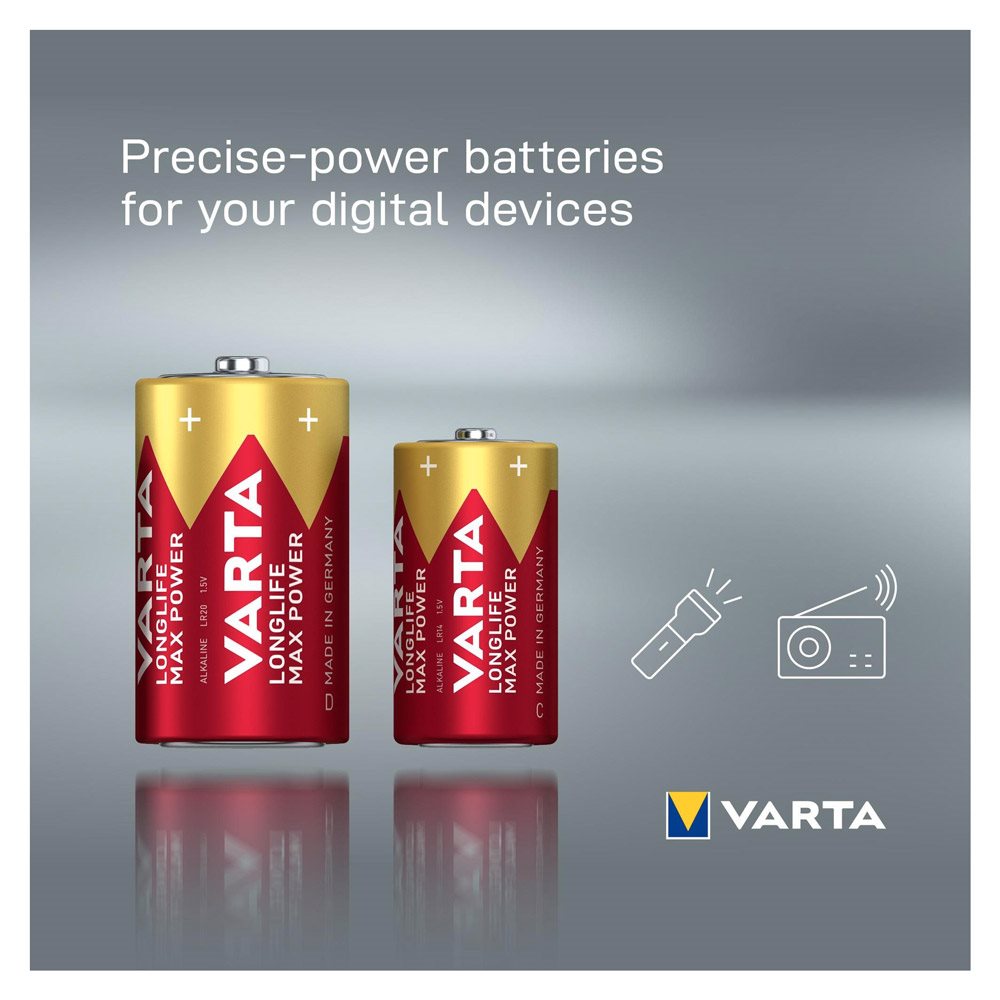 Tužková baterka typu D batéria VARTA Longlife Max Power (2 ks v balení)