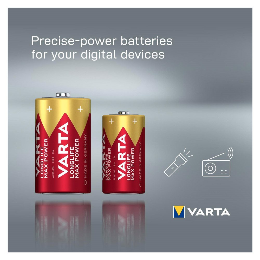 Einwegbatterien VARTA Longlife Max Power C (2 Stück im Pack)