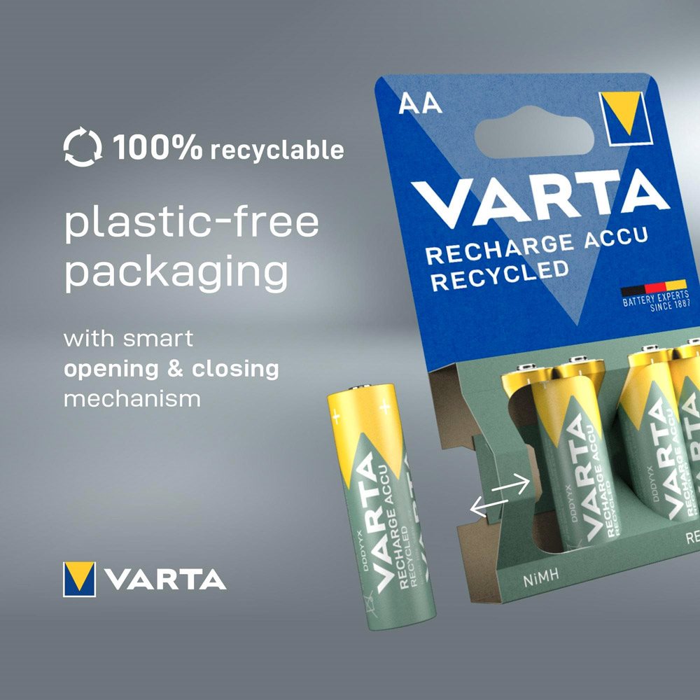 VARTA Recharge Accu Recycled AAA 800 mAh Wiederaufladbare Batterie