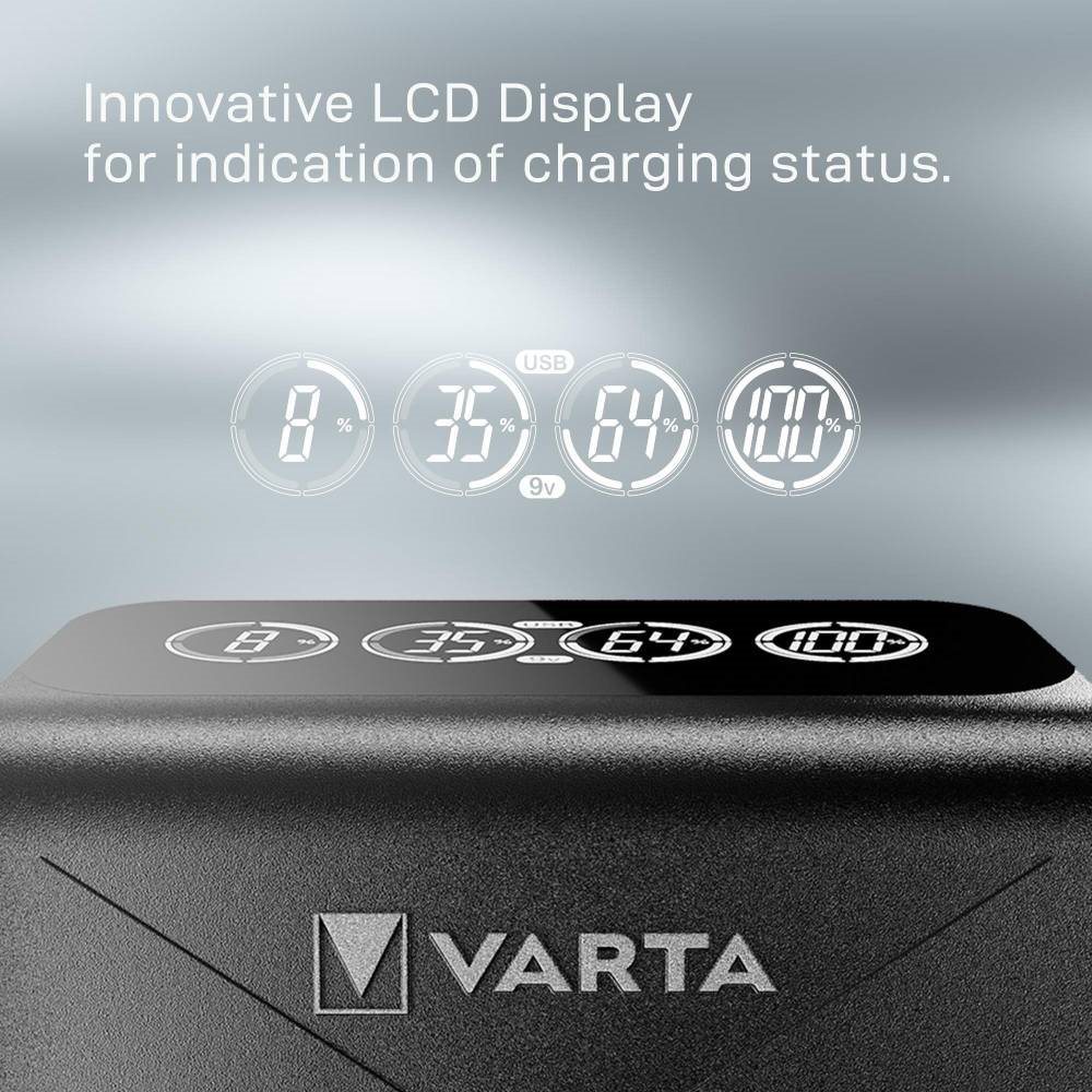 VARTA LCD Smart Charger + VARTA Recharge Accu Power AA 2100 mAh wiederaufladbare Batterie