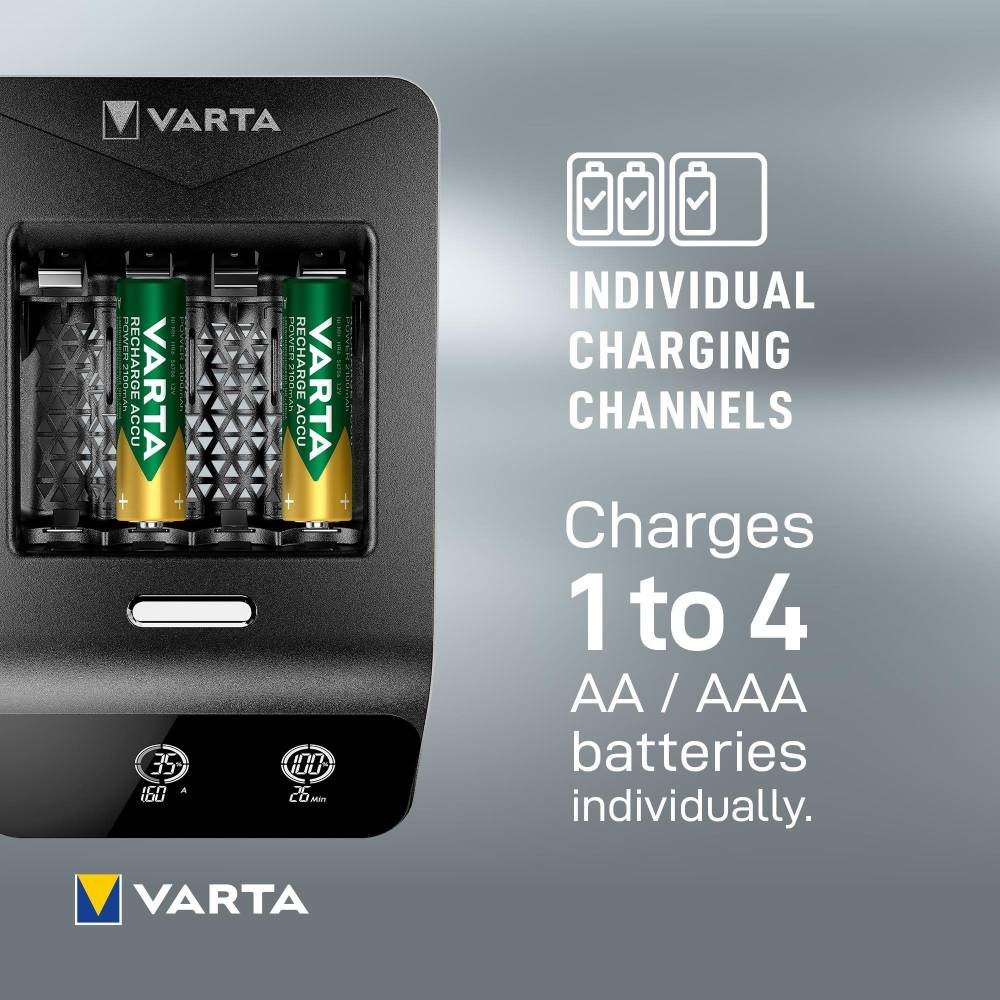VARTA LCD Ultra Fast Charger + VARTA Recharge Accu Power AA 2100 mAh Akku