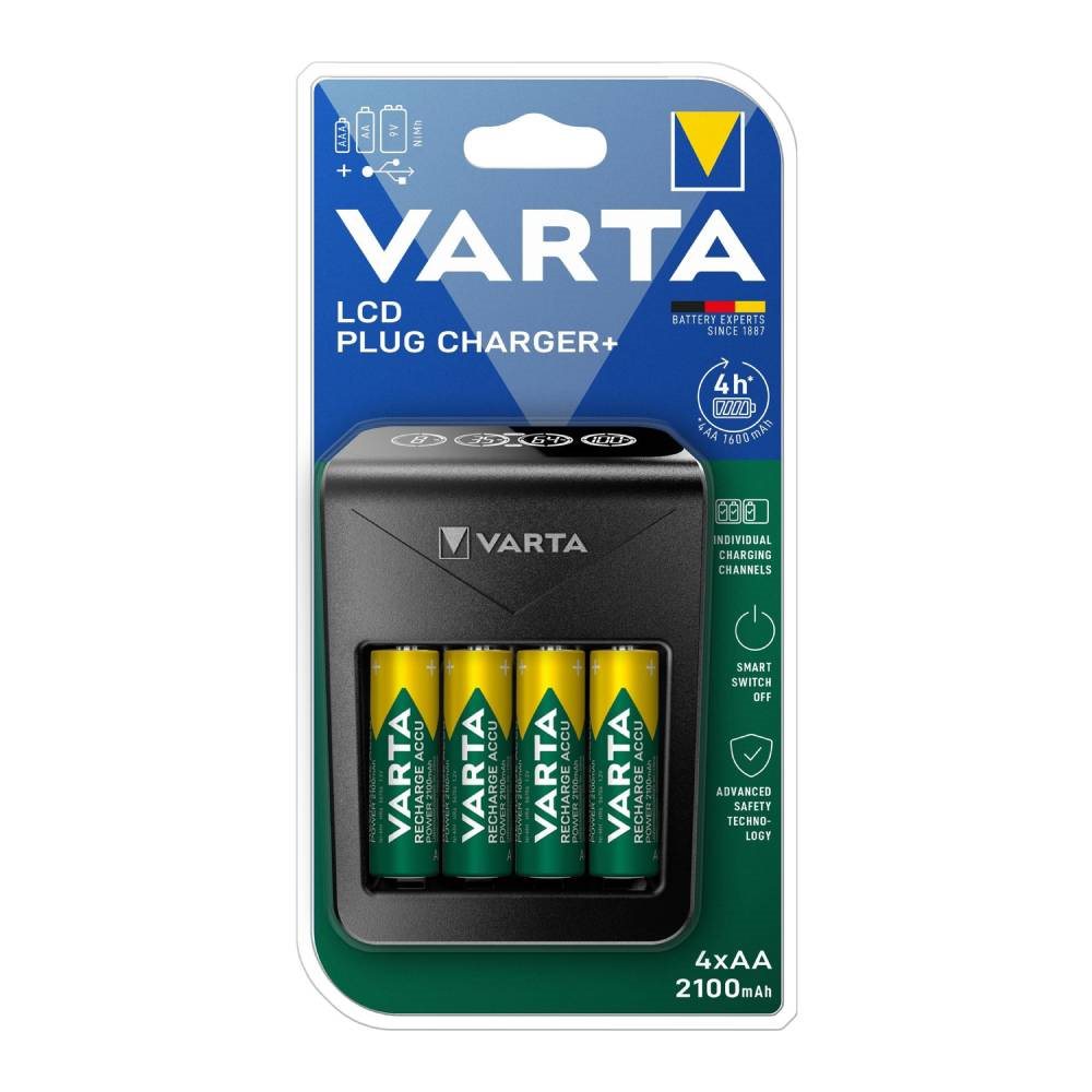 Nabíjačka na tužkové batérie VARTA LCD Plug Charger+ a nabíjacia batéria VARTA Recharge Accu Power AA 4 ks