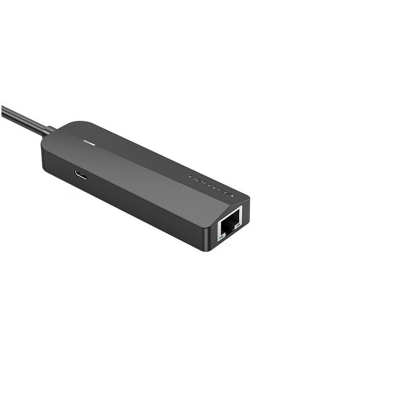 USB Hub Vention Type-C (USB-C) to 3x USB 2.0 / RJ45 / Micro-B HUB 0.15M Black ABS Type