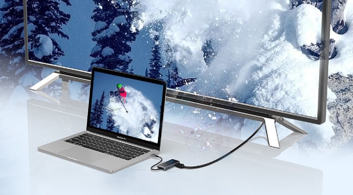 Vention Type-C (USB-C) zu HDMI / 3x USB3.0 / RJ-45 / PD Docking Station 0.15m Grau Verspiegelte Oberfläche