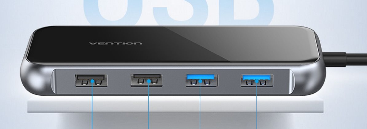 Vention USB-C to HDMI / VGA / 2x USB3.0 / 2x USB2.0 / RJ45 / TF / SD / PD Docking Station 0.15M Gray