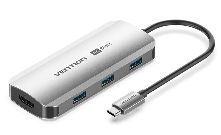 Vention USB-C to HDMI/USB 3.0 x3/PD Docking Station 0.15M Gray Aluminum Alloy Type Vention USB-C to HDMI/USB 3.0 x3/PD Docking Station 0.15M Gray Aluminum Alloy Type