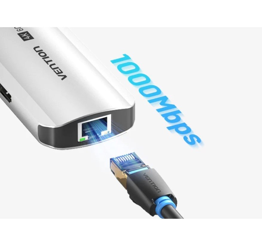 Vention USB-C to HDMI/USB 3.0 x3/RJ45/PD Docking Station 0.15M Gray Aluminum Alloy Type Docking-Station Vention USB-C to HDMI/USB 3.0 x3/RJ45/PD Docking Station 0.15M Gray Aluminum Alloy Type Docking-Station