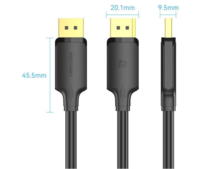 Video kábel Vention DisplayPort Male to Male 4K HD Cable 10M Black