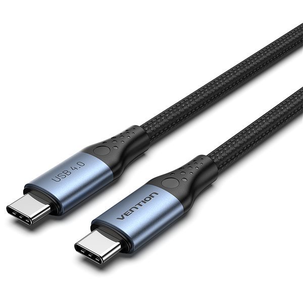 Dátový kábel Vention Cotton Braided USB-C 4.0 5A Cable 1m Gray Aluminum Alloy Type