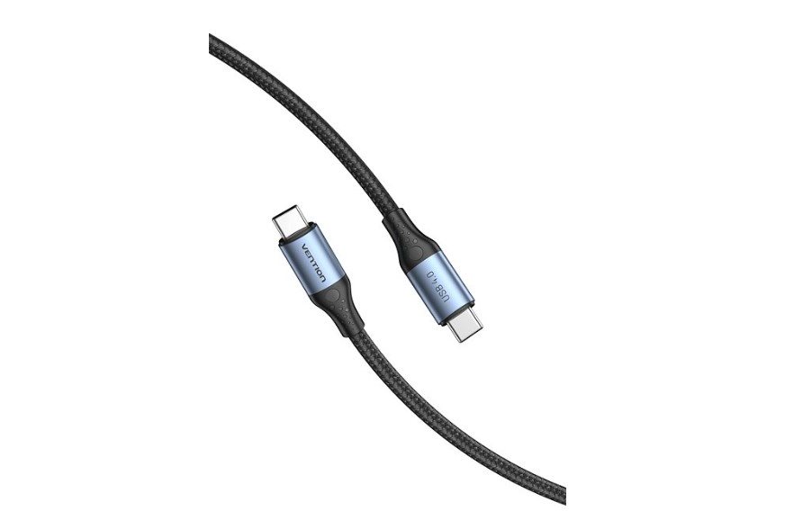 Dátový kábel Vention Cotton Braided USB-C 4.0 5A Cable 1m Gray Aluminum Alloy Type