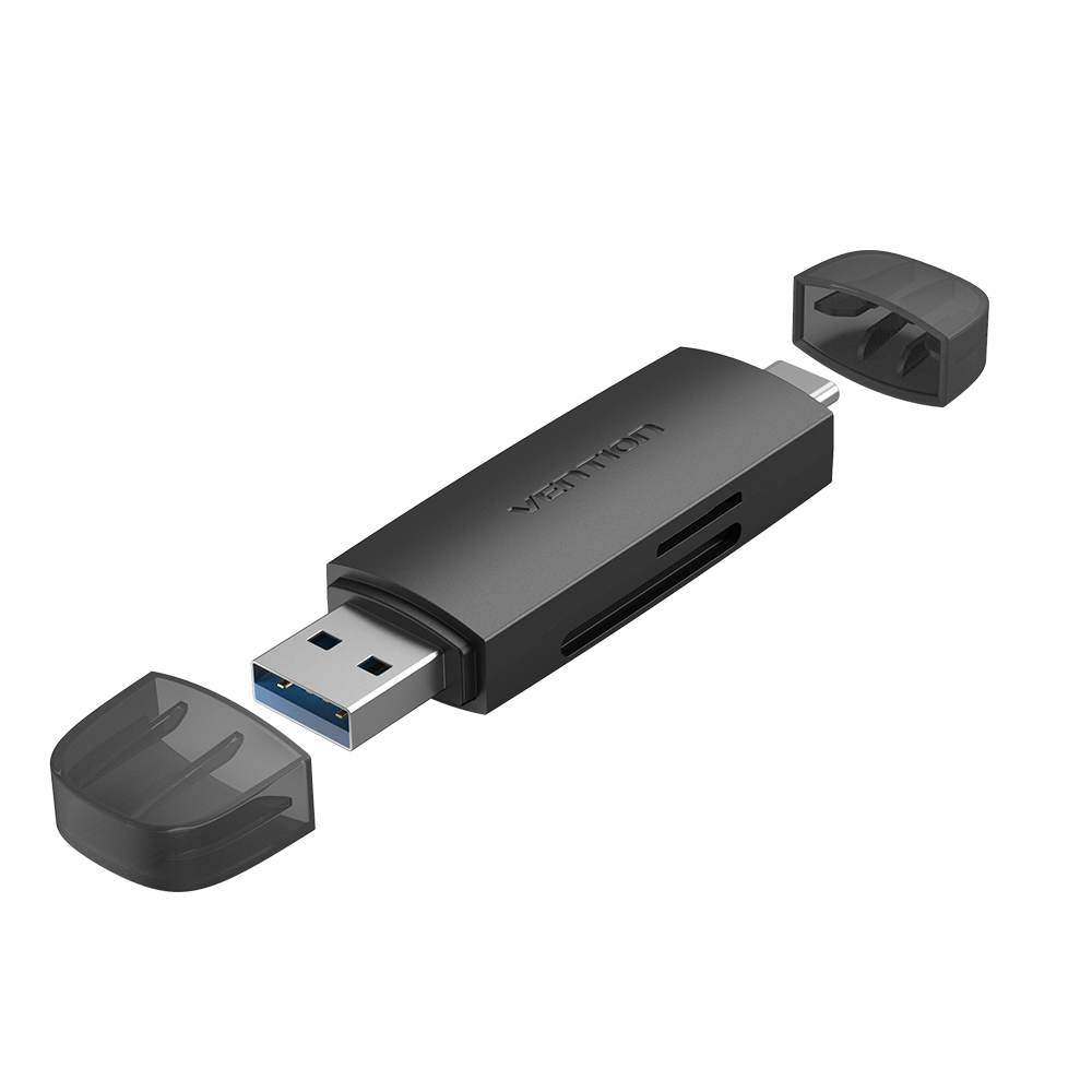 Vetion 2-in-1 USB 3.0 A+C Card Reader(SD+TF) Black Dual Drive Letter