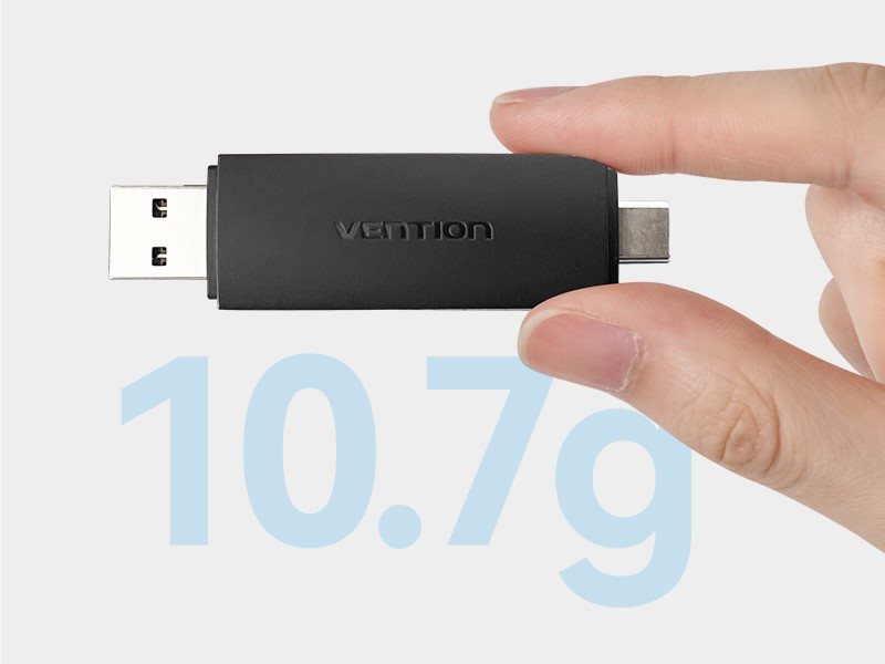 Vetion 2-in-1 USB 3.0 A+C Card Reader(SD+TF) Black Dual Drive Letter