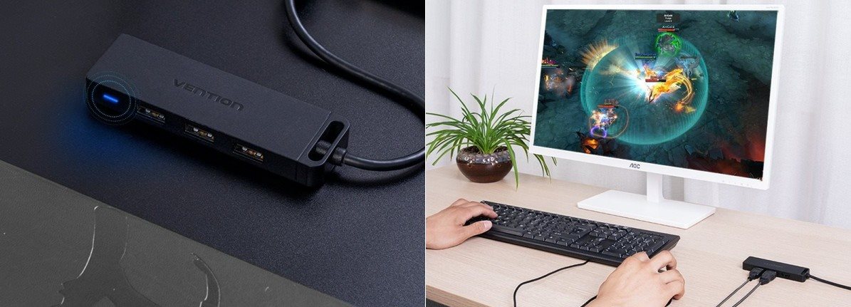 Vention 4-Port USB 2.0 Hub mit Netzteil