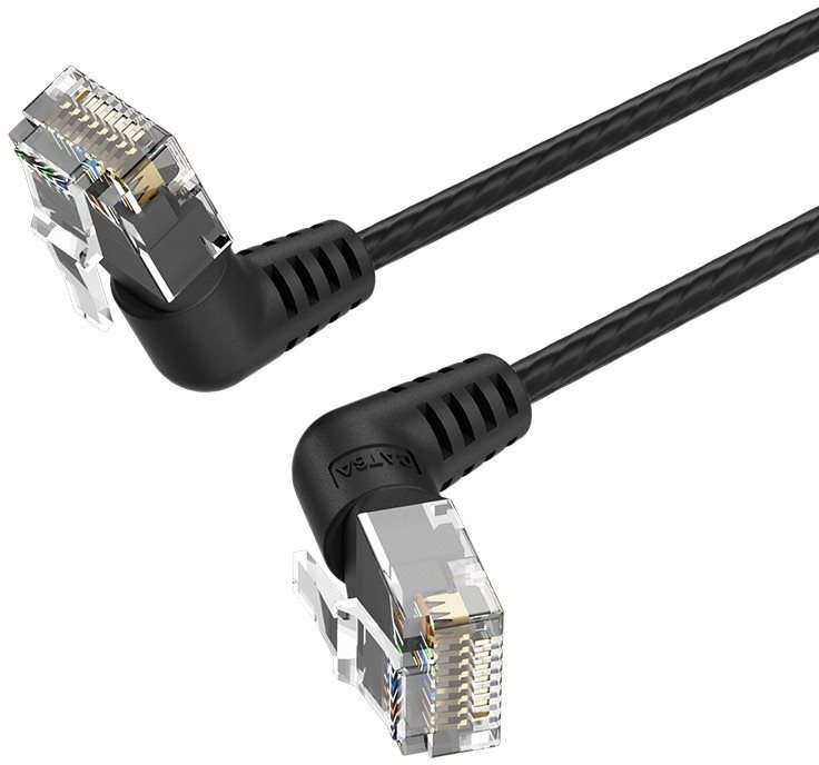 Internetový kábel Vention Cat6A UTP Rotate Right Angle Ethernet Patch Cable 15M Black Slim Type