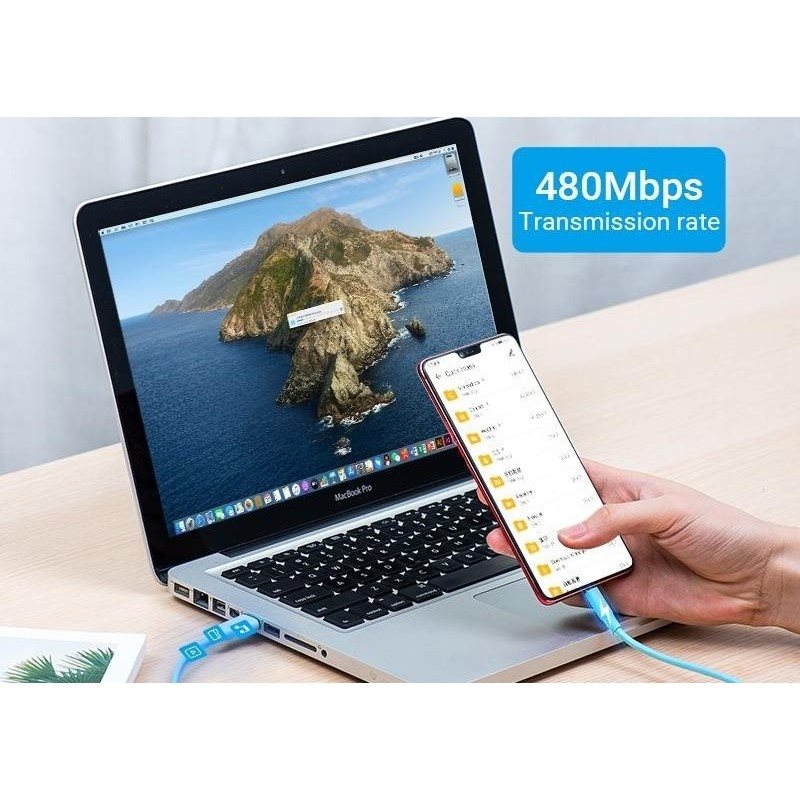 Vention USB 2.0 zu Micro USB 2A Kabel 2M Hellblau