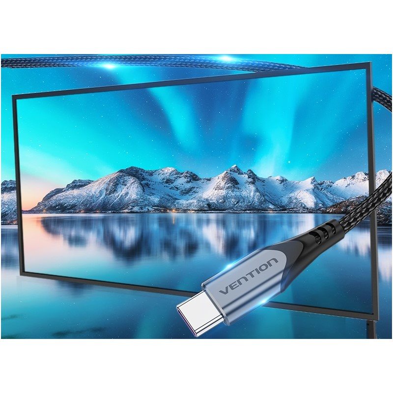 Vention USB-C 3.1 Gen2 100W 10Gbps Cable 1M Gray Aluminum Alloy Type