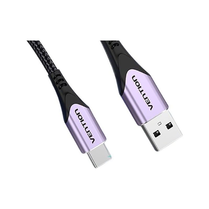 Vention Baumwolle geflochtene USB-C zu USB 2.0 Kabel lila 1M Aluminium-Legierung Typ