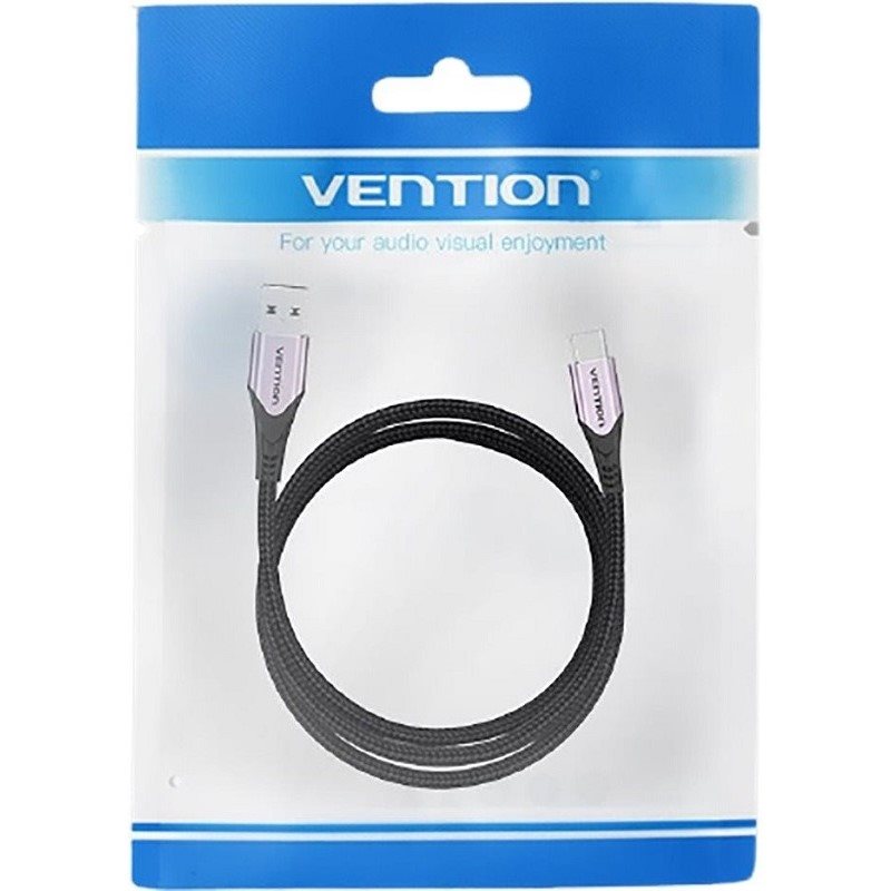 Vention Baumwolle geflochtene USB-C zu USB 2.0 Kabel lila 1M Aluminium-Legierung Typ