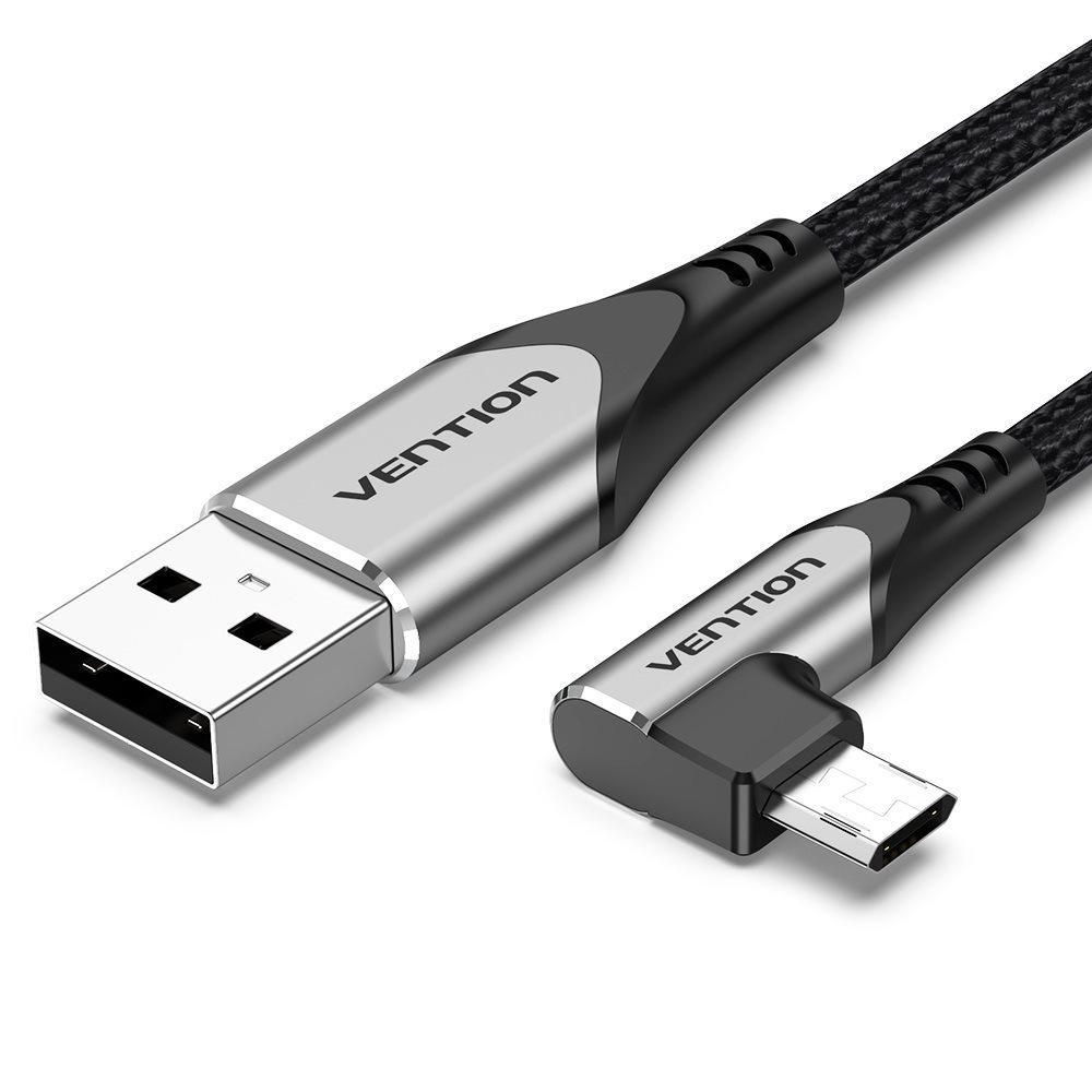 Vention Reversible 90° USB 2.0 -> micro USB Cotton Cable Gray