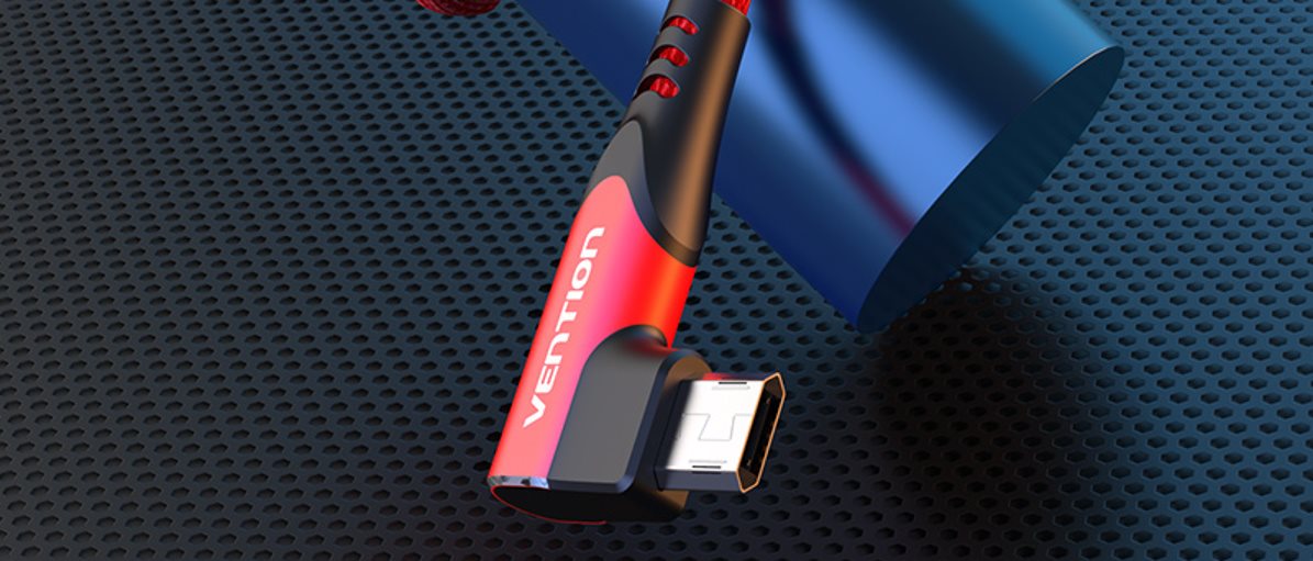 Vention Reversible 90° USB 2.0 -> microUSB Baumwolle Kabel Rot Vention Reversible 90° USB 2.0 -> microUSB Baumwolle Kabel Rot
