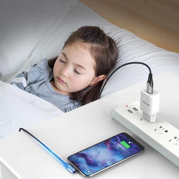 Vention Typ-C (USB-C) 90° <-> USB 2.0 Baumwollkabel