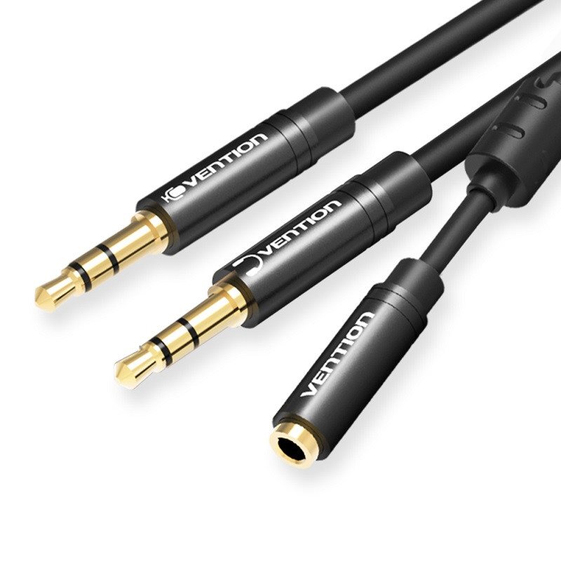 Redukce Vention 2x 3.5mm (M) to 4-Pole 3.5mm (F) Stereo Splitter Cable