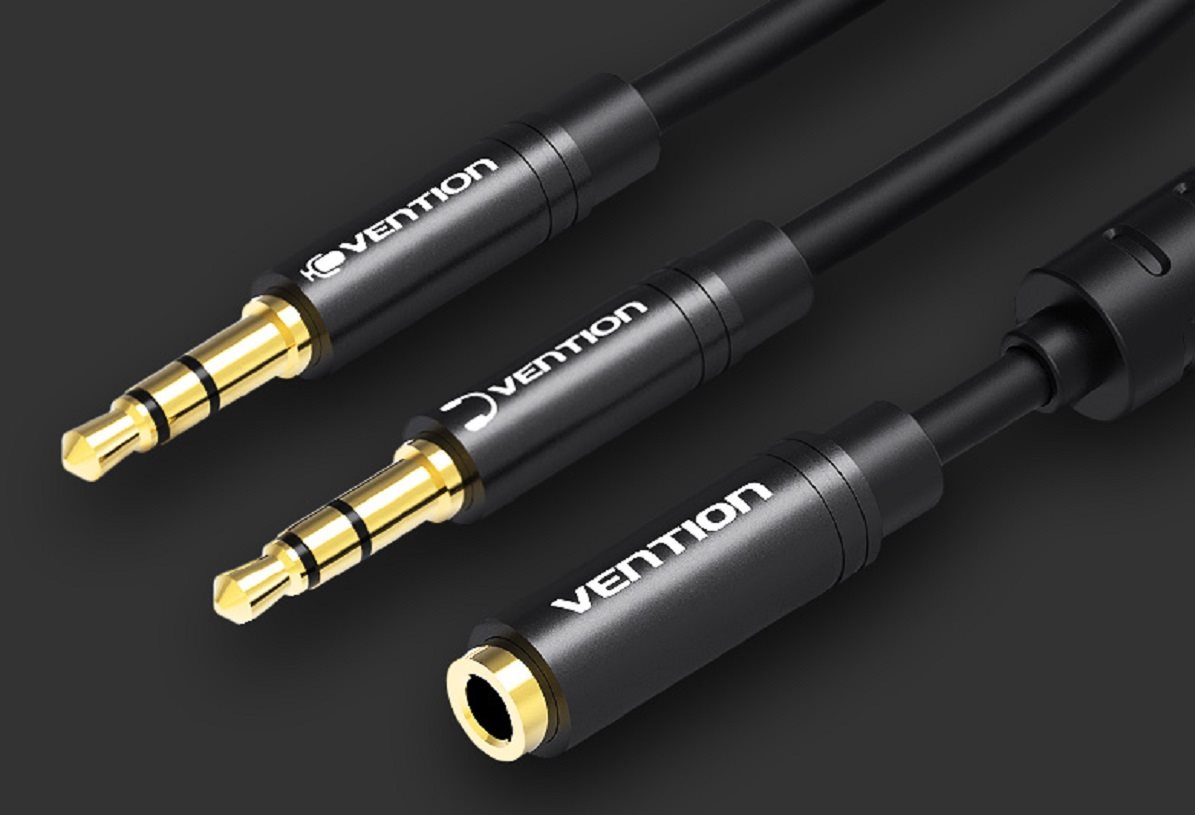 Redukce Vention 2x 3.5mm (M) to 4-Pole 3.5mm (F) Stereo Splitter Cable
