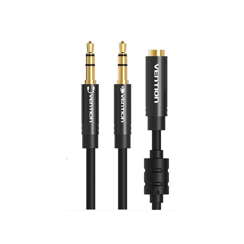 Redukce Vention 2x 3.5mm (M) to 4-Pole 3.5mm (F) Stereo Splitter Cable
