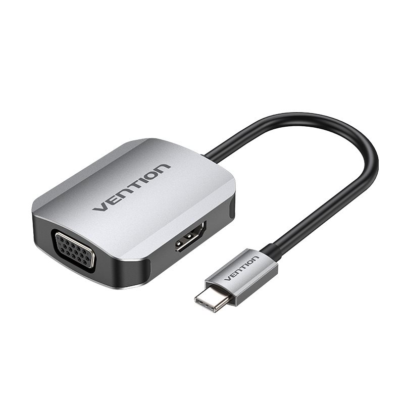 Vention USB-C zu HDMI + VGA Konverter 0.15M Grau Aluminium-Legierung Typ