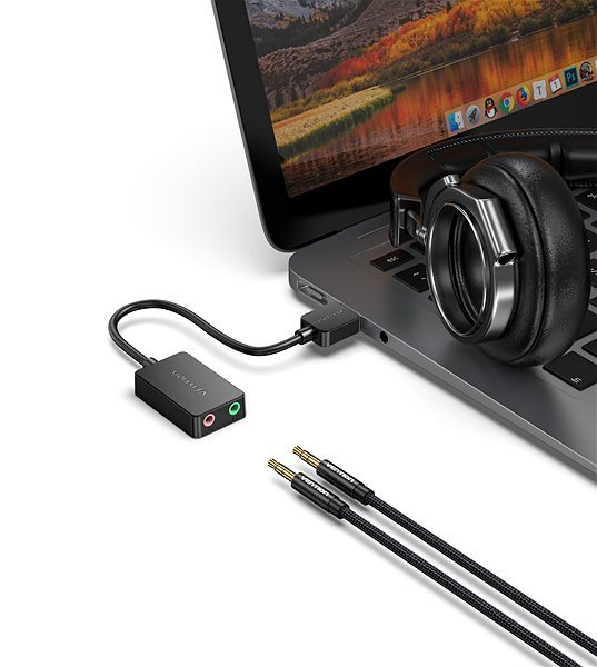 Externí zvuková karta Vention 2-port USB External Sound Card 0.15M Black