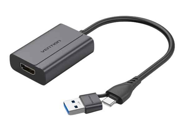 Redukcia HDMI Vention USB-C a USB-A na HDMI Converter Gray Aluminium Alloy Type