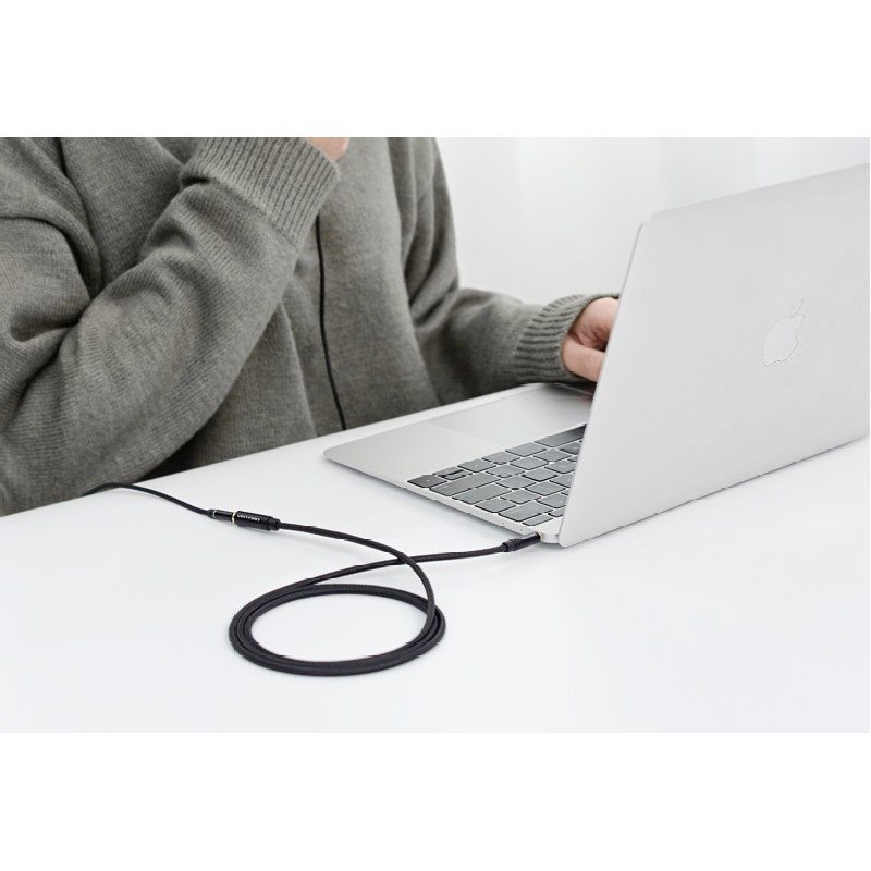 Vention Baumwolle geflochtene 3.5mm Audio-Verlängerungskabel 2M Schwarz Metall Typ