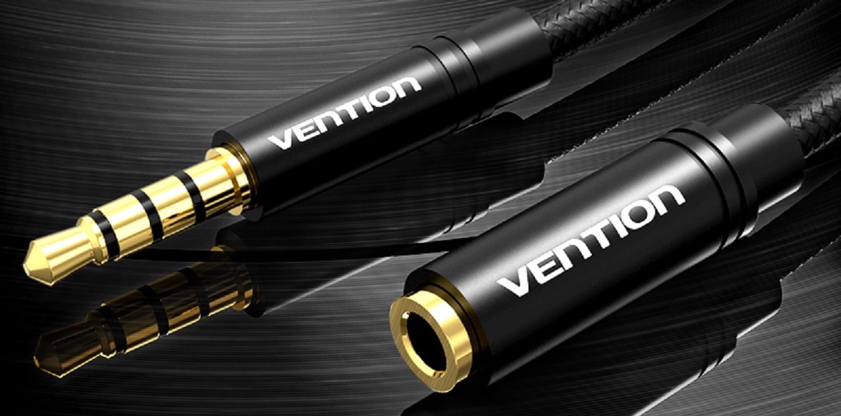 Vention Cotton Braided 3.5mm Audio Extension Cable 5M Black Metal Type Vention Cotton Braided 3.5mm Audio Extension Cable 5M Black Metal Type