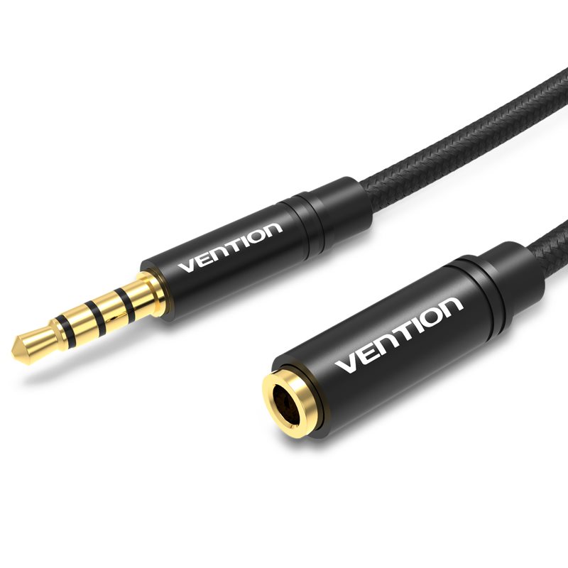 Vention Cotton Braided 3.5mm Audio Extension Cable 5M Black Metal Type Vention Cotton Braided 3.5mm Audio Extension Cable 5M Black Metal Type