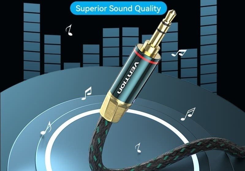 Audio kábel Vention Cotton Braided 3.5mm Male to Male Audio Cable 10M Green Copper Type