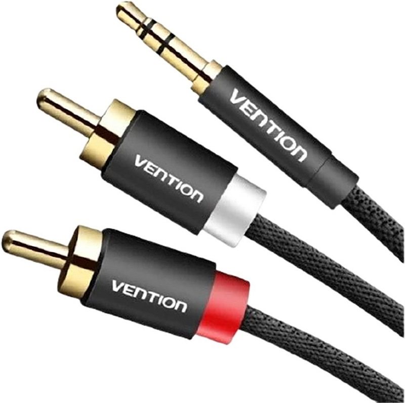 Vention 3.5mm Jack Male to 2x RCA Male Audio Cable 10m Black Metal 