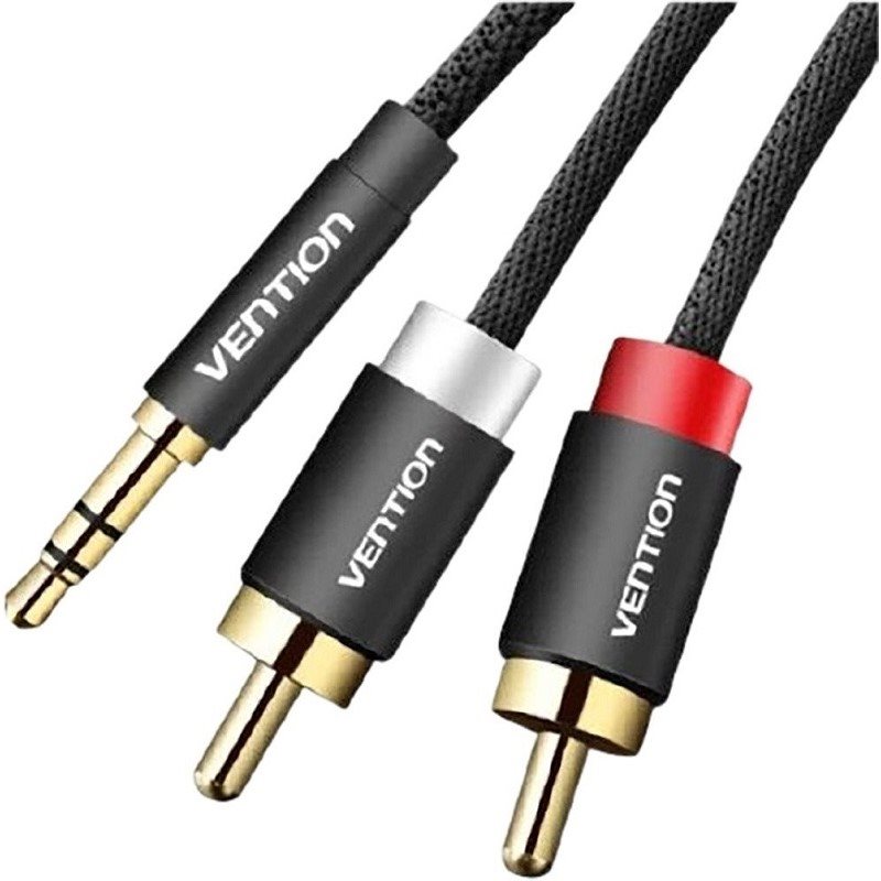 Vention 3.5mm Jack Male to 2x RCA Male Audio Cable 10m Black Metal 